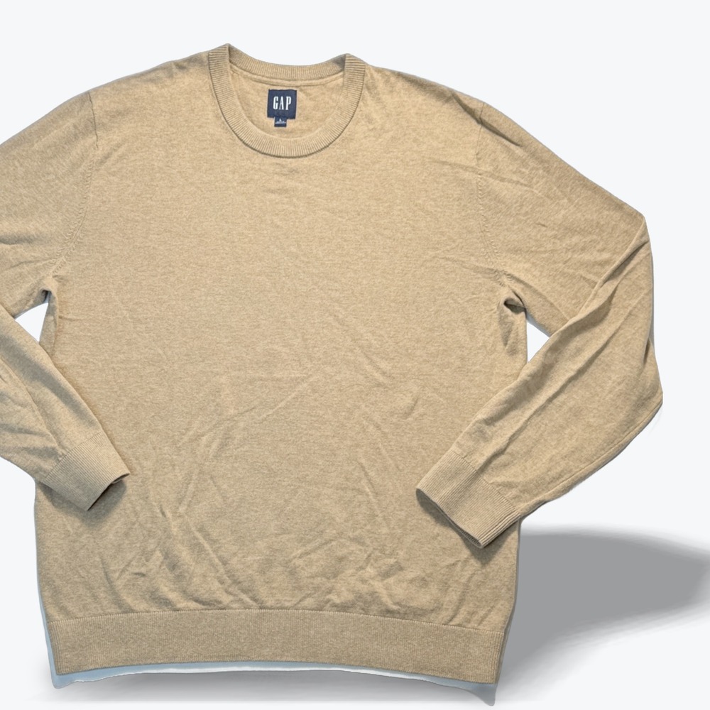Gap Mens Sweater Crew Khaki Pullover Preppy Classic Lightweight Size Large